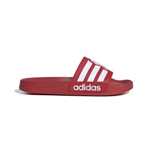 Klapki adilette Liverpool FC 2025/26. Czerwone klapki ADIDAS, bez wzorów, bez obcasa. Za 107,99 zł.