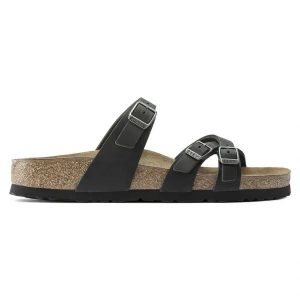 Birkenstock Franca Oiled Leather Japonki damskie. Czarne klapki Birkenstock, bez wzorów, ze skóry, bez obcasa. Za 449,99 zł.