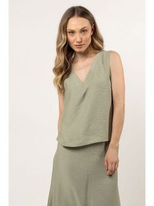 Awama Bluzka w kolorze jasnozielonym rozmiar: M. Zielone bluzki Awama, m, bez wzorów, bez kołnierzyka, bez ramiączek. Za 99,99 zł.