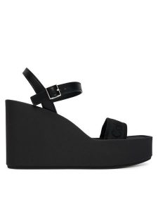 Calvin Klein Sandały Wedge 70 Sndl Webbing Lth HW0HW02882 Czarny. Czarne sandały Calvin Klein, bez wzorów, z materiału, bez obcasa, na koturnie, bez zapięcia. Za 449,99 zł.