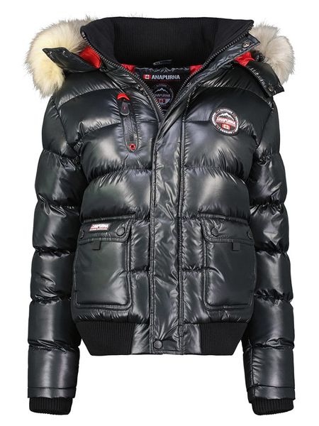 ANAPURNA Kurtka zimowa "Bugsana" w kolorze czarnym rozmiar: 3XL. Czarne kurtki ANAPURNA, na zimę, xl, z aplikacjami, prążkowane, bez kaptura. Za 236,05 zł.