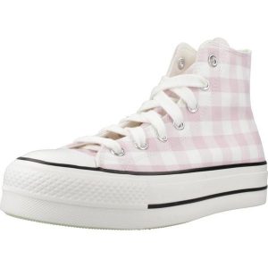 Buty CONVERSE CHUCK TAYLOR ALL STAR PLATFORM GINGHAM Rose. Czerwone trampki Converse, bez wzorów, z tkaniny, bez zapięcia. Za 387,99 zł.