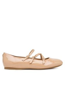 Guess Baleriny FLTKAL PAF02 Beżowy. Brązowe balerinki Guess, z aplikacjami, ze skóry, bez obcasa, bez zapięcia. Za 419,99 zł.