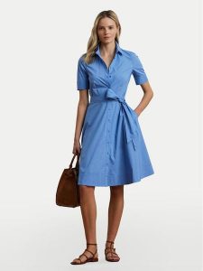 LAUREN RALPH LAUREN Sukienka koszulowa 200748950017 Niebieski Regular Fit. Niebieskie sukienki Lauren Ralph Lauren, bez wzorów, z bawełny, bez kołnierzyka, bez ramiączek, koszulowe. Za 639,99 zł.