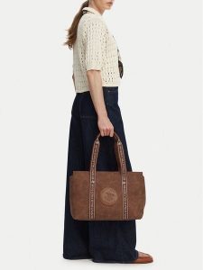 Beverly Hills Polo Club Torebka CWBEO-BHPC-L-007-10 Brązowy. Brązowe shopper bag Beverly Hills Polo Club, bez wzorów, ze skóry, bez dodatków. Za 179,99 zł.