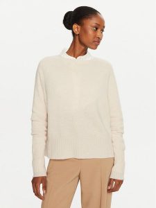 Marella Sweter Cine 2423366325 Écru Regular Fit. Swetry klasyczne Marella, xl, z wełny, bez kołnierzyka. Za 379,99 zł.