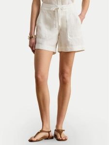 LAUREN RALPH LAUREN Szorty materiałowe 200P13694001 Biały Regular Fit. Białe szorty Lauren Ralph Lauren, bez wzorów, ze lnu. Za 729,99 zł.