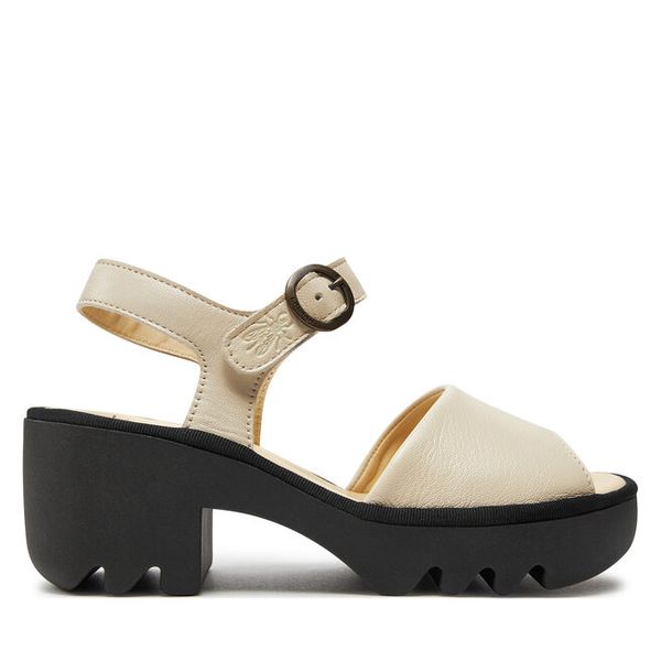 Sandały Fly London. Białe sandały Fly London, bez wzorów, bez obcasa, na słupku, bez zapięcia. Za 399,99 zł.