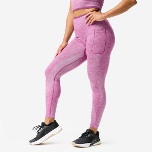 Legginsy do treningu siłowego damskie Domyos seamless. Białe legginsy DOMYOS, bez wzorów, z elastanu. Za 99,99 zł.