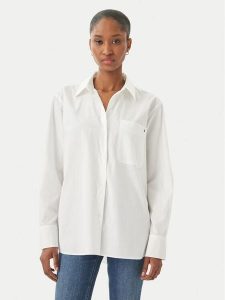 Tommy Hilfiger Koszula WW0WW45612 Biały Regular Fit. Białe koszule TOMMY HILFIGER, bez wzorów, z bawełny, bez kołnierzyka, bez ramiączek. Za 489,99 zł.