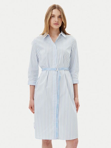 JOOP! Sukienka koszulowa 58 252D58Dominique 30046521 Błękitny Regular Fit. Niebieskie kombinezony JOOP!, bez wzorów, z bawełny, bez kołnierzyka, bez ramiączek, koszulowe. Za 409,99 zł.