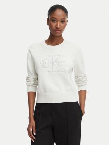 Calvin Klein Jeans Sweter LV047G322G Kremowy Regular Fit. Białe swetry klasyczne Calvin Klein Jeans, xs, z bawełny, bez kołnierzyka. Za 449,99 zł.