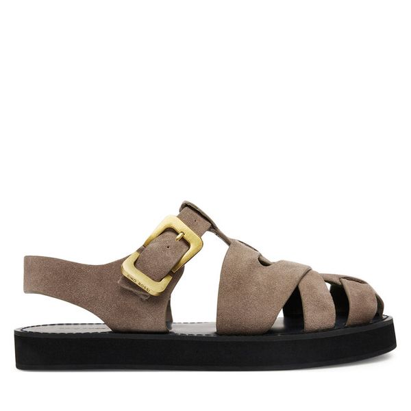 Sandały GINO ROSSI. Brązowe sandały Gino Rossi, bez wzorów, bez obcasa, na płaskiej podeszwie, bez zapięcia. Za 249,99 zł.