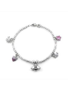 CHARM'S Srebrna bransoletka z zawieszką rozmiar: onesize. Różowe bransoletki CHARM'S, z cyrkonią, srebrne. Za 285,45 zł.