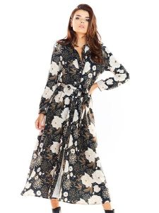 Awama Sukienka w kolorze brązowym ze wzorem rozmiar: XL. Brązowe sukienki Awama, xl, bez wzorów, z tkaniny, bez kołnierzyka, bez ramiączek, maxi. Za 144,99 zł.