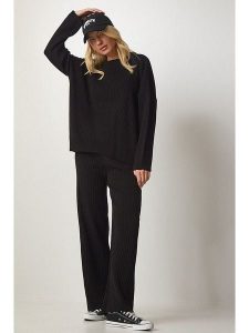 Happiness Istanbul 2-częściowy zestaw w kolorze czarnym rozmiar: S/M. Czarne swetry oversize Happiness Istanbul, m, bez wzorów, ze splotem, bez ramiączek. Za 130,99 zł.