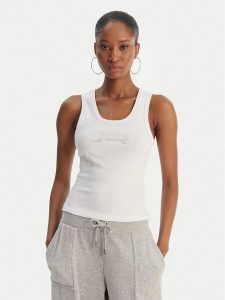 Juicy Couture Top Thin Strap JCWLV126308 Biały Slim Fit. Białe topy Juicy Couture, m, bez wzorów, z bawełny, bez kołnierzyka, bez ramiączek. Za 179,99 zł.