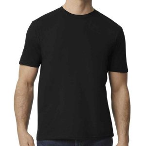 Koszulka Softstyle EZ Unisex Dla Dorosłych. Czarne bluzki GILDAN, xl, bez wzorów, sportowe, bez kołnierzyka, bez ramiączek. Za 37,99 zł.