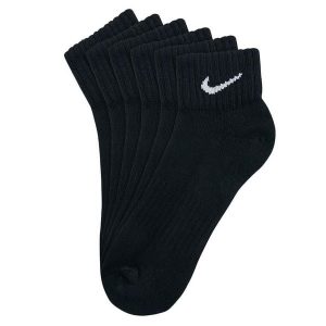 Bawełniane Skarpetki Unisex Dla Dorosłych Value Quarter (zestaw 3 Sztuk). Czarne skarpetki Nike, bez wzorów, z bawełny. Za 84,99 zł.