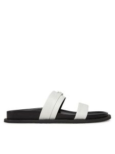 MICHAEL Michael Kors Klapki Mandy Flat Sandal 40S5MAFS2L Biały. Białe klapki MICHAEL Michael Kors, bez wzorów, ze skóry, bez obcasa. Za 439,99 zł.