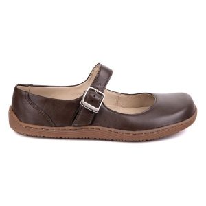 Baleriny barefoot damskie Olivier 1286 – skórzane buty z klamerką brązowe. Brązowe balerinki bez wzorów, ze skóry, bez obcasa, na płaskiej podeszwie, bez zapięcia. Za 484,00 zł.