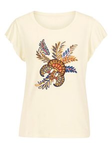 Heine Koszulka w kolorze kremowym rozmiar: 42. Brązowe bluzki Heine, bez wzorów, bez kołnierzyka, bez ramiączek. Za 34,99 zł.