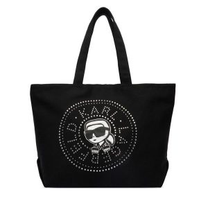 Torebka KARL LAGERFELD. Czarne shopper bag KARL LAGERFELD, bez wzorów, bez dodatków. Za 389,99 zł.