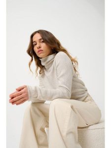 AUTHENTIC CASHMERE Kaszmirowy golf "Fornet" w kolorze kremowym rozmiar: M. Brązowe golfy AUTHENTIC CASHMERE, m, bez wzorów, z kaszmiru, bez ramiączek. Za 445,95 zł.