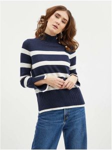 Orsay Sweter w kolorze granatowo-białym rozmiar: M. Niebieskie swetry oversize Orsay, m, bez wzorów, bez ramiączek. Za 125,25 zł.