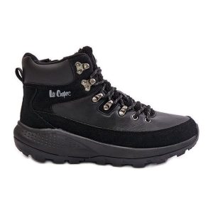 Damskie Lekkie Trapery Na Zamek Lee Cooper LCJ-24-03-3073 Czarne. Czarne botki na jesień, bez wzorów, z gumy, bez obcasa, bez zapięcia. Za 318,95 zł.