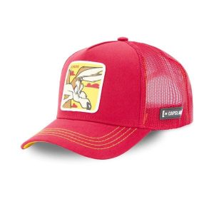 Czapka z daszkiem Capslab Looney Tunes Wile E Coyote Trucker CL/LOO5/1/COY1. Czerwone czapki CapsLab, bez wzorów, sportowe. Za 149,00 zł.