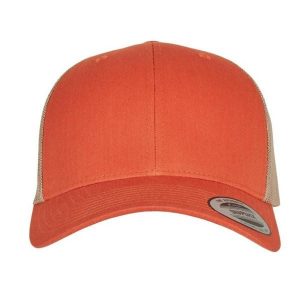 Dwukolorowa Czapka Trucker Retro. Brązowe czapki FLEXFIT, bez wzorów, retro. Za 64,99 zł.