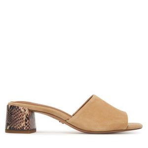 Klapki Tamaris. Brązowe klapki Tamaris, bez wzorów, bez obcasa. Za 259,99 zł.