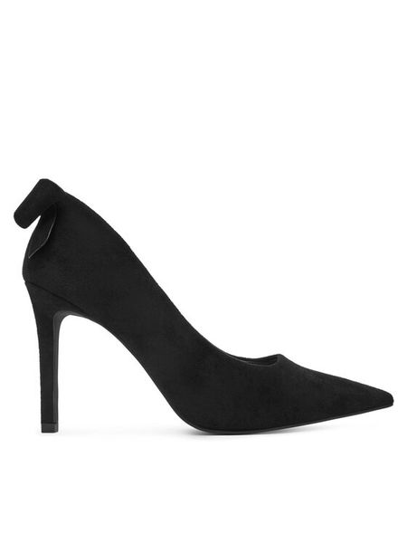 DeeZee Szpilki HD230755 Czarny. Czarne szpilki DeeZee, bez wzorów, z materiału, bez obcasa. Za 129,99 zł.