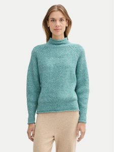 Tom Tailor Denim Golf 1043959 Zielony Relaxed Fit. Zielone golfy TOM TAILOR DENIM, bez wzorów, z denimu. Za 179,99 zł.