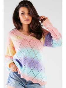 Awama Sweter ze wzorem rozmiar: onesize. Swetry oversize Awama, bez wzorów, bez ramiączek. Za 140,53 zł.