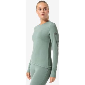 Koszulka termoaktywna z długim rękawem damska SUPER.NATURAL W Arctic 230 LS. Zielone koszule nocne super.natural, bez wzorów, bez ramiączek. Za 349,99 zł.