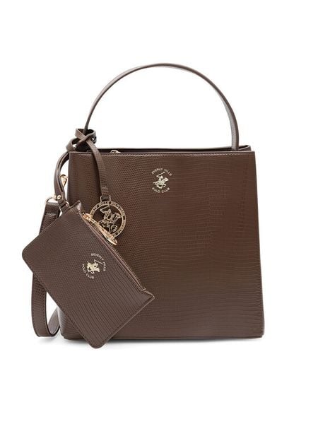 Beverly Hills Polo Club Torebka BHPC-W-04-A23 Brązowy. Brązowe torebki klasyczne Beverly Hills Polo Club, bez wzorów, z poliesteru, bez dodatków. Za 199,99 zł.