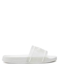 Pepe Jeans Klapki Slider Translucent W PLS70147 Biały. Białe klapki Pepe Jeans, bez wzorów, z jeansu, bez obcasa. Za 129,99 zł.