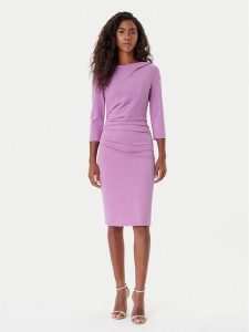 Rinascimento Sukienka koktajlowa CFC0126154003 Różowy Slim Fit. Czerwone sukienki Rinascimento, s, bez wzorów, z syntetyku, wizytowe, bez kołnierzyka, bez ramiączek. Za 529,99 zł.