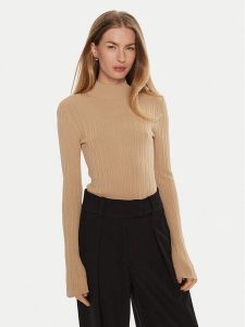 IVY OAK Golf Kylie IO113143 Beżowy Slim Fit. Brązowe golfy IVY & OAK, bez wzorów, z wiskozy. Za 469,99 zł.