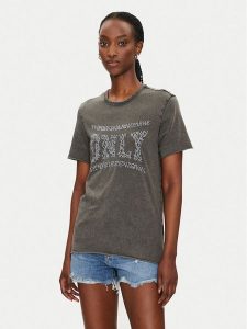 ONLY T-Shirt Lucy 15332190 Czarny Regular Fit. Czarne t-shirty ONLY, xs, bez wzorów, z bawełny, bez kołnierzyka, bez ramiączek. Za 59,99 zł.