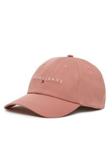 Tommy Jeans Czapka z daszkiem Linear Logo 6 Panel AW0AW16868 Różowy. Czerwone czapki Tommy Jeans, bez wzorów, z bawełny. Za 109,99 zł.