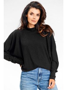 Awama Sweter w kolorze czarnym rozmiar: L/XL. Czarne swetry oversize Awama, l, bez wzorów, ze splotem, bez ramiączek. Za 83,42 zł.