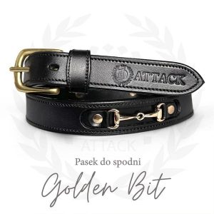 Skórzany pasek do spodni JD ATTACK Golden Bit. Czarne paski JD ATTACK, bez wzorów, sportowe. Za 159,00 zł.