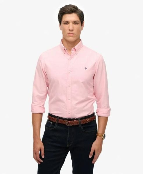 Superdry Klasyczna koszula Oxford z długim rękawem z bawełny organicznej – CITY. Czerwone koszule Superdry, xl, bez wzorów, z bawełny, bez kołnierzyka, bez ramiączek. Za 235,55 zł.