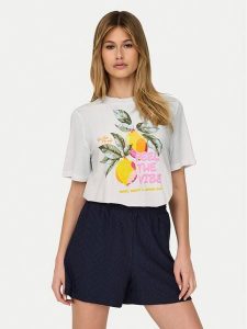 ONLY T-Shirt Bilins 15320615 Biały Regular Fit. Białe t-shirty ONLY, l, bez wzorów, z syntetyku, bez kołnierzyka, bez ramiączek. Za 59,99 zł.