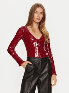 Bardot Body Verona 59471TB Czerwony Slim Fit. Czerwone body i gorsety Bardot, bez wzorów, z syntetyku. Za 239,99 zł.