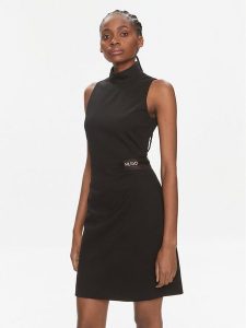 Hugo Sukienka codzienna Kirine 50508266 Czarny Slim Fit. Czarne sukienki Hugo, na co dzień, bez wzorów, z syntetyku, bez kołnierzyka, bez ramiączek, proste. Za 669,99 zł.