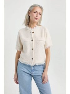 Josephine & Co Kardigan "Joosje" w kolorze kremowym rozmiar: XXL. Brązowe swetry oversize Josephine & Co, xxl, bez wzorów, z wełny, bez ramiączek. Za 304,99 zł.